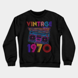 Vintage 1970 Cassette Reader Boombox 50th Birthday Crewneck Sweatshirt